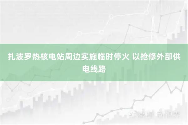扎波罗热核电站周边实施临时停火 以抢修外部供电线路